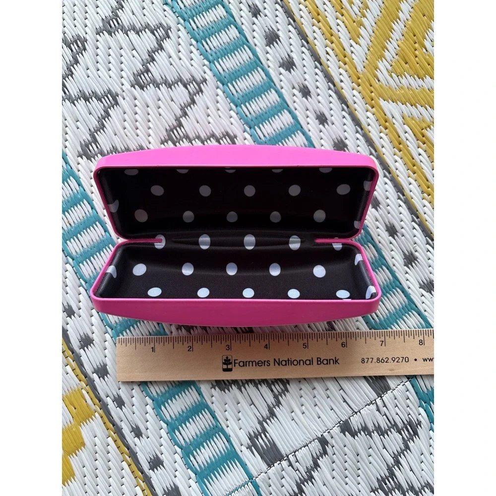 Betsey Johnson Hot Pink Hard Shell Sunglasses Case Polka Dot Interior